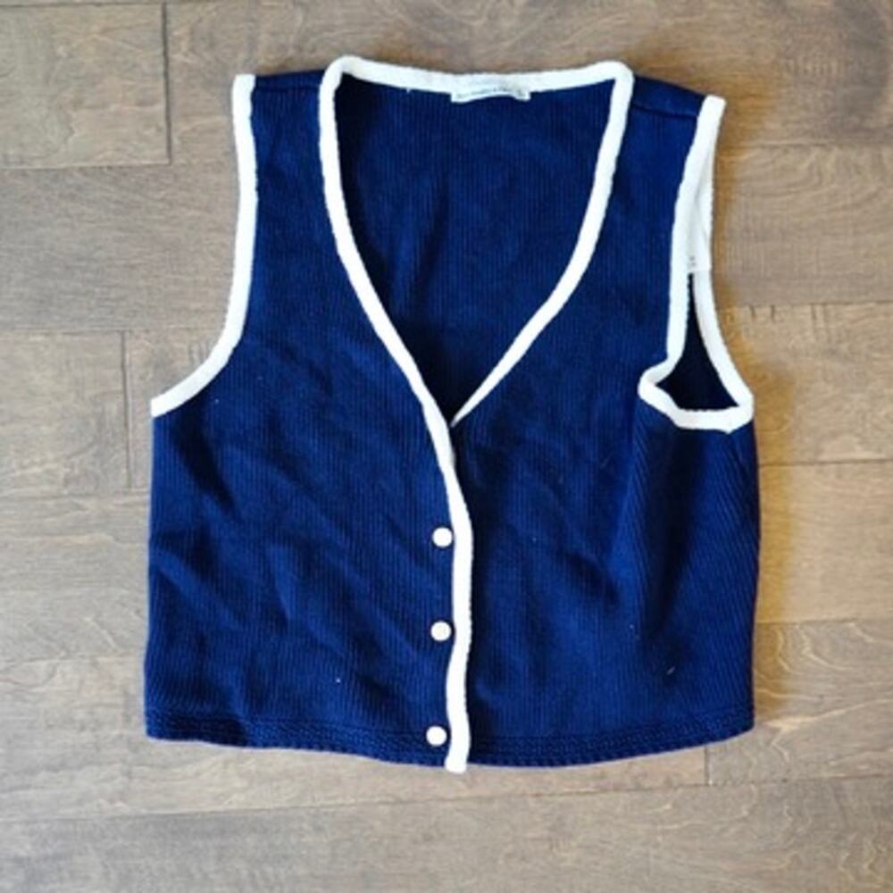 NWT Abercrombie & Fitch Sleeveless Knitted Sweater Vest Blue Womens Size XL
